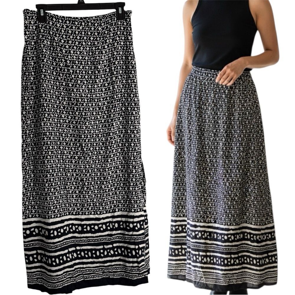 Haberdashery Vintage Black and White Polka Dot Maxi Skirt Size 12